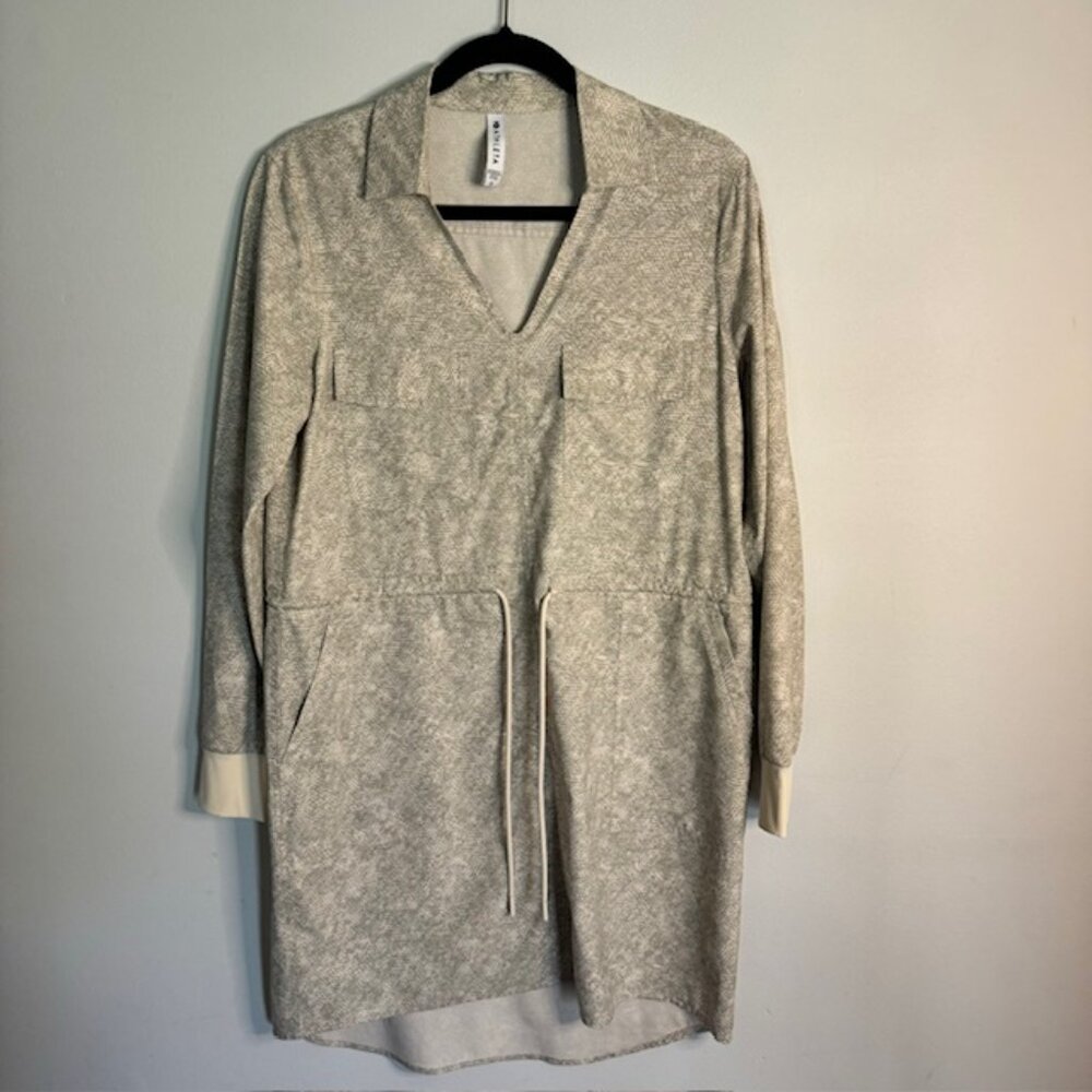 Athleta Zuma Tie Waist Long Sleeve Shirt Dress Size Small
